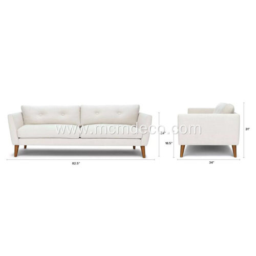 Emil Quartz White Fabric Sofa for Living Room